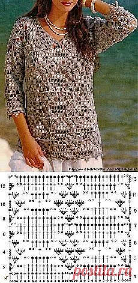 Кофта связанная крючком. Схема