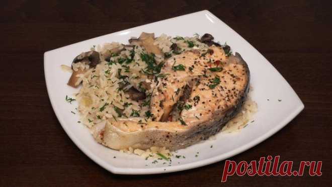 Рыба на пару с рисом и грибами в мультиварке, рецепт рыбы и риса. Рецепты для мультиварки. Мультиварка