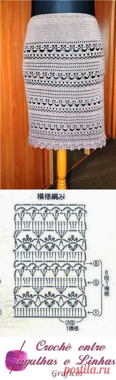 Crochê Gráficos: Linda saia de crochê