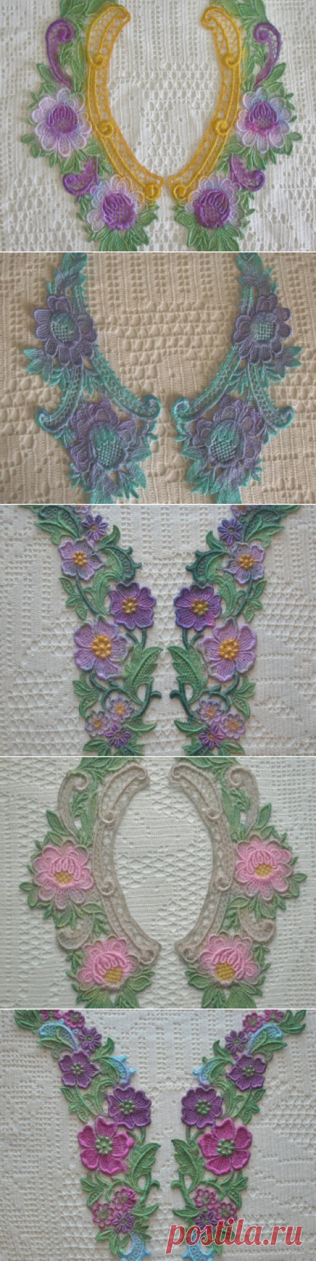 Hand Dyed Venise Lace Collar Appliques Dark Colors от loritiques54