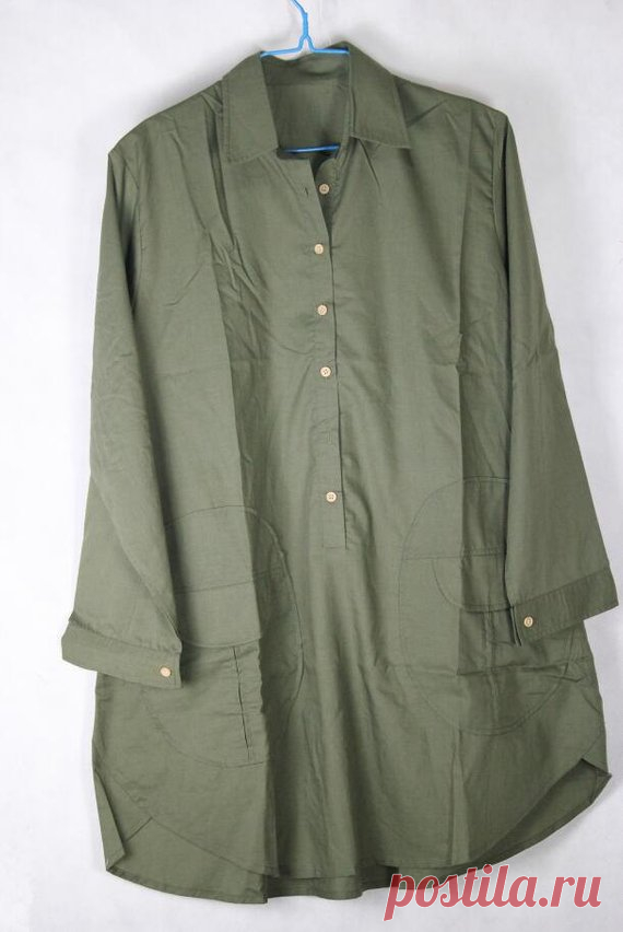 Women Loose Fitting shirt, army green shirt, Cotton Blouse for Women 【Fabric】 Cotton 【Color】 army green 【Size】 Shoulder 45cm / 18 Bust 120cm / 47 Sleeve 59cm / 23  Great arm circumference 42cm / 16.4  Length 93cm / 36.3  Hem 160cm / 62.4   Have any questions please contact me and I will be happy to help you.