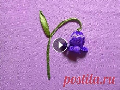 Первые шаги в вышивке лентами, вышиваем колокольчик.First steps in embroiding with ribbon Первые шаги в вышивке лентами, вышиваем колокольчик.First steps in embroiding with ribbon...