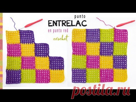 Entrelac en punto red para colchas de bebé tejido a crochet -Tejiendo Perú