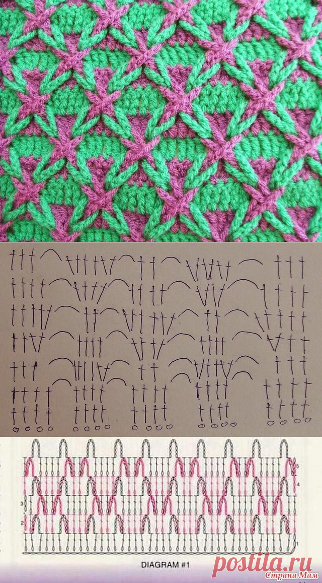 Красивый узор крючком «Польская звезда». МК, схема