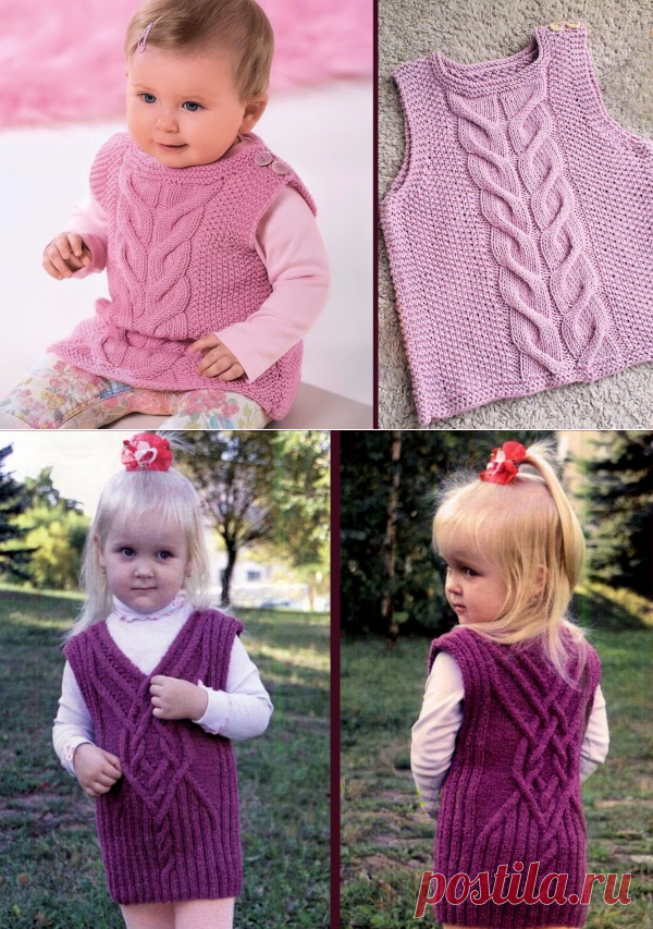 Безрукавка для девочки спицами 1-2-3-5 лет. Схемы и описание для начинающих, видео, мастер-класс