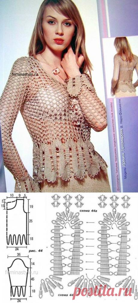 Блузка с брюггским кружевом связанная крючком / Рукоделие / Домоводство / Женские секреты / Женский стиль