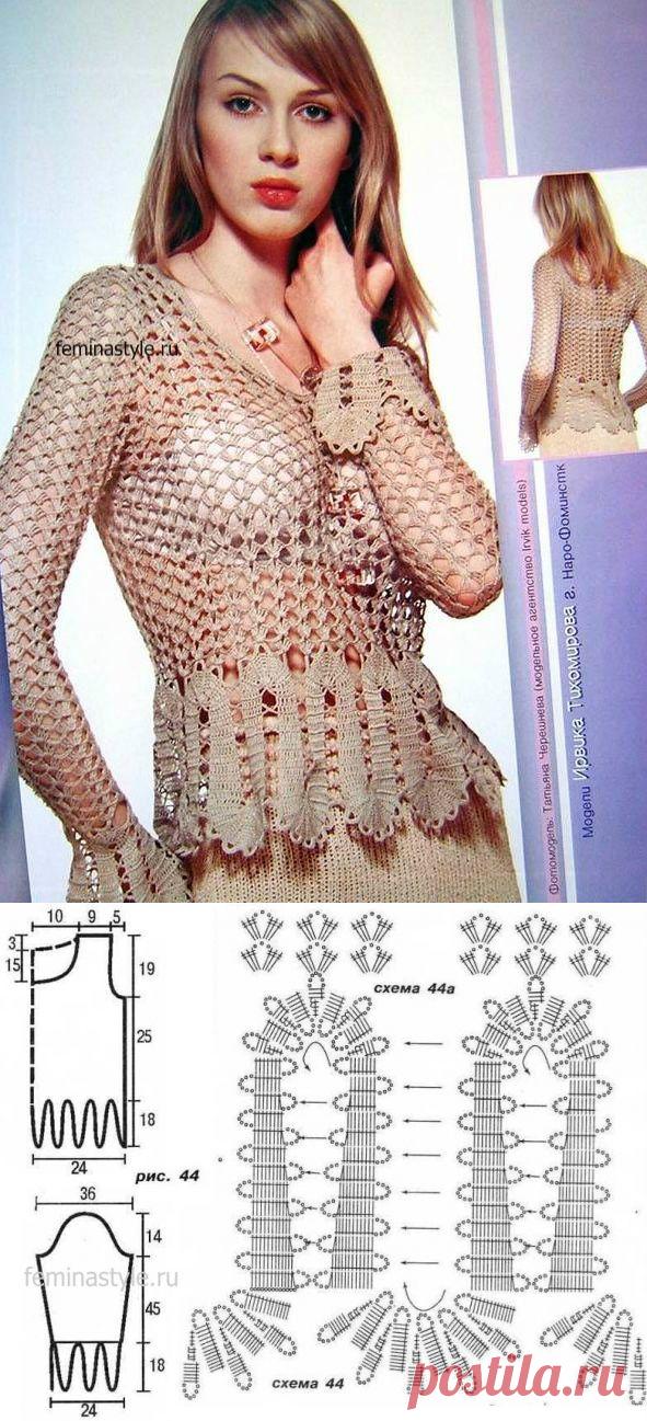 Блузка с брюггским кружевом связанная крючком / Рукоделие / Домоводство / Женские секреты / Женский стиль