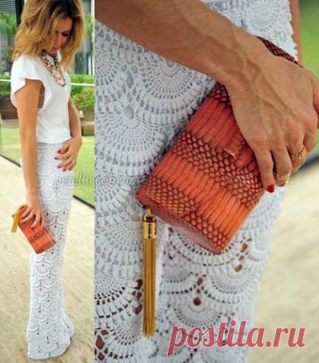 Ажурные брюки на лето. Схема вязания крючком