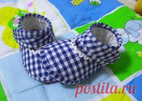 Шьем пинетки-туфельки для малышки. Мастер-класс.