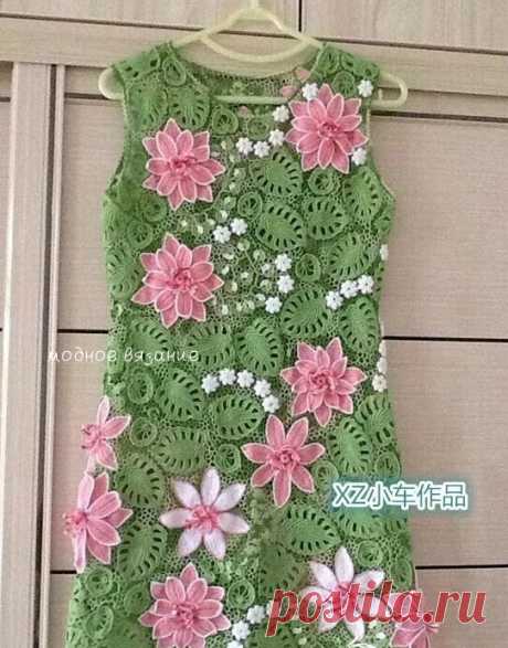 Платье +Розовый лотос* крючком - Crochet.Modnoe Vyazanie ru.rom