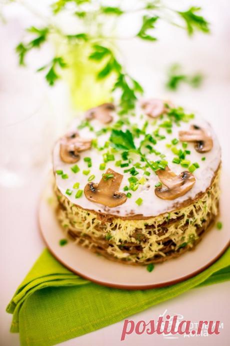 Печеночный торт с шампиньонами - пошаговый рецепт с фото на Готовим дома