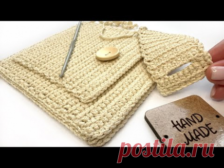 Как связать маленькую сумку крючком новичку 🤗 Простая модель и узор!