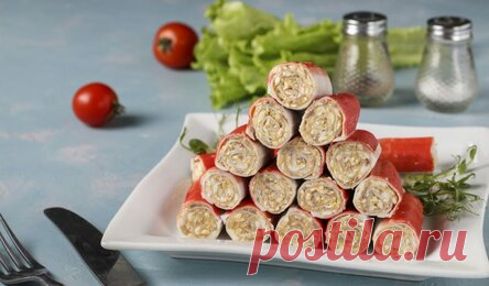 Фаршированные крабовые палочки с печенью трески. Классная закуска на праздничный стол