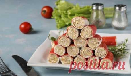 Фаршированные крабовые палочки с печенью трески. Классная закуска на праздничный стол