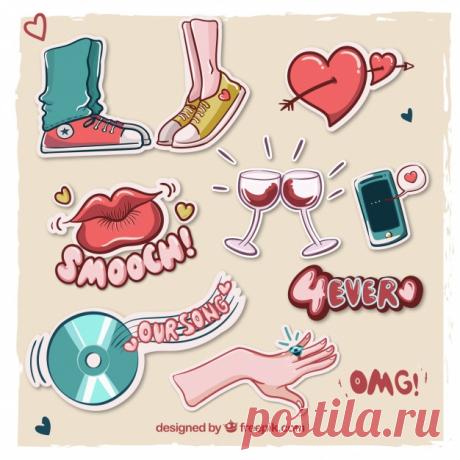 Set of eighty romantic hand drawn stickers More than a million free vectors, PSD, photos and free icons. Exclusive freebies and all graphic resources that you need for your projects