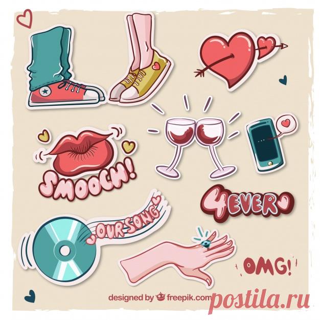 Set of eighty romantic hand drawn stickers More than a million free vectors, PSD, photos and free icons. Exclusive freebies and all graphic resources that you need for your projects