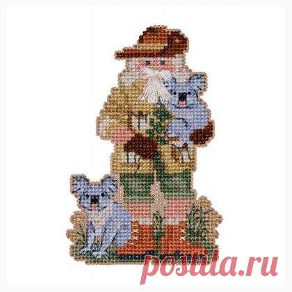 Ornament Kit: Koala Santa Kit punto de cruz. Santa Ornament Kit: Down Under Santa.  El Kit contiene: Perlas MillHill, papel perforado MillHill, agujas, hilos, esquema y instrucciones.. 
Dimensiones: 7.62 cm. x 11.43 cm.