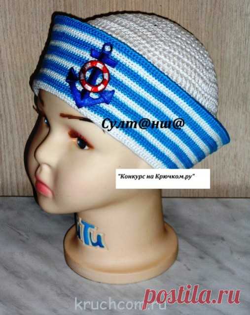 Вязаная панамка в морском стиле (Наталья Султаншина).