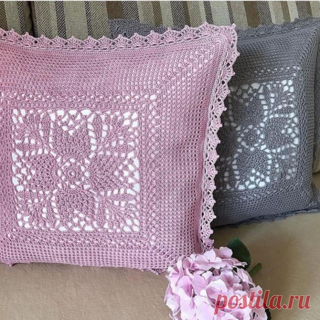 Схема вязания шикарной наволочки крючком