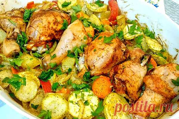Курица с овощами в духовке