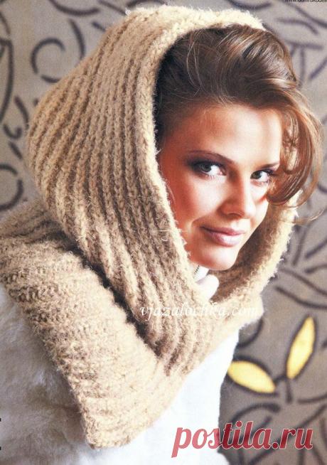 Вязаный шарф-снуд спицами