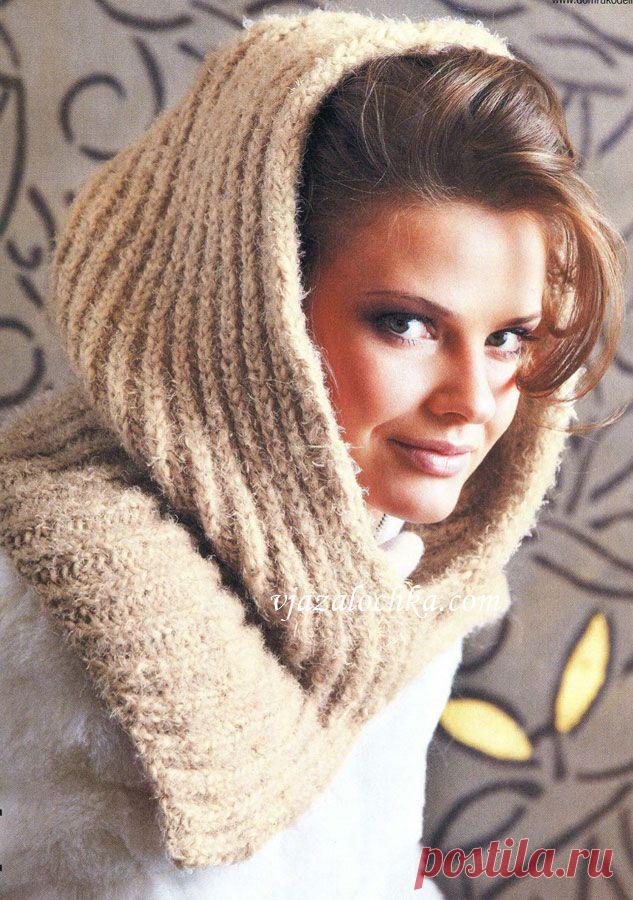 Вязаный шарф-снуд спицами