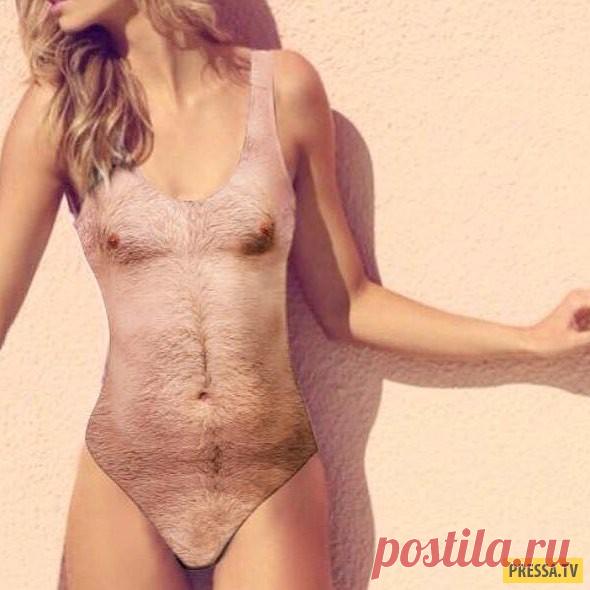 Наденьте волосатый купальник – и вы будете в центре внимания! (5 фото) | Чёрт побери Принт странного купальника представляет собой волосатый мужской торс. Автором этого