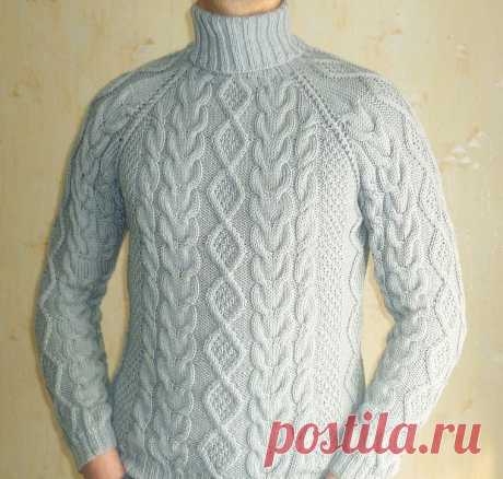 Мужской свитер спицами со схемами и описанием для начинающих с видео