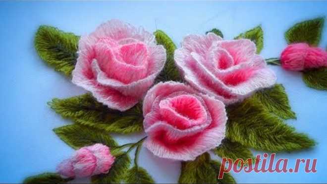 Hand Embroidery |How to embroider a rose | Как вышить розу