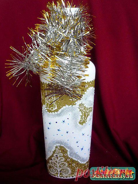 Декупаж бутылки к Новому Году. Мастер класс