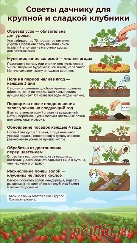 Советы дачнику для крупной и сладкой клубники