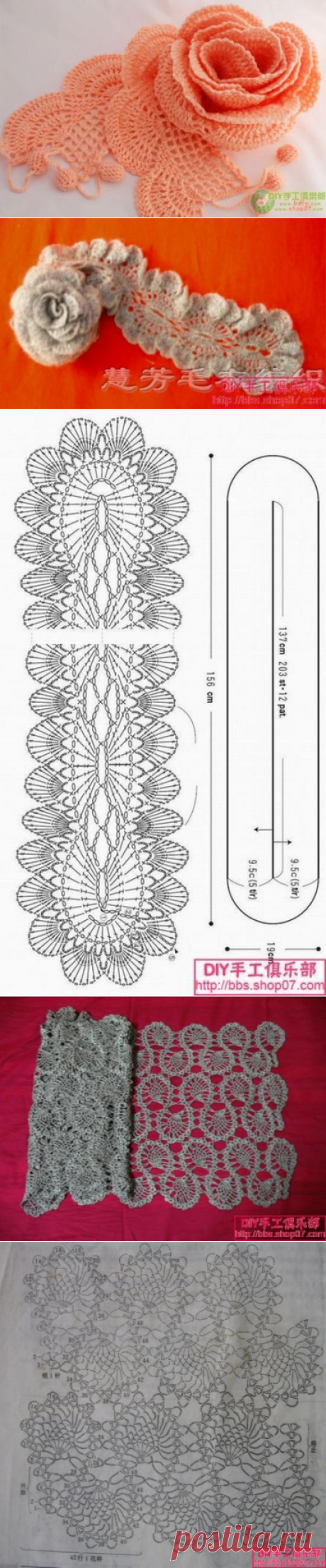 Вязание крючком. Большая подборка шарфиков со схемами