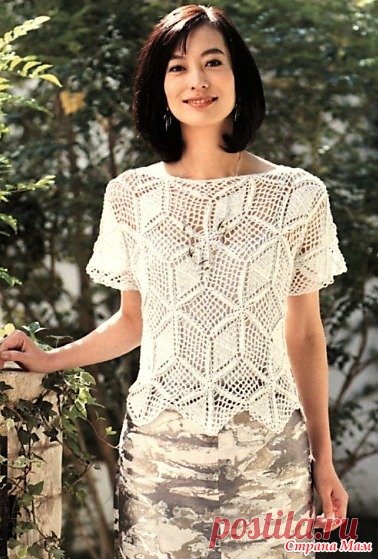 Белый ажурный джемпер с 3D-узором - Все в ажуре... (вязание крючком) - Страна Мам