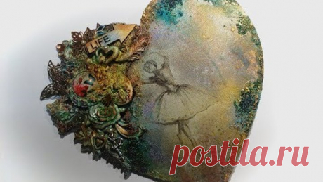 Serce decoupage & Mixed media DIY* Decoupage &Mixed media heart tutorial