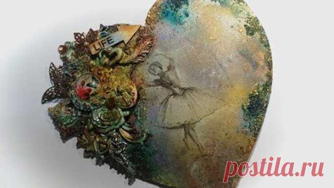 Serce decoupage & Mixed media DIY* Decoupage &Mixed media heart tutorial