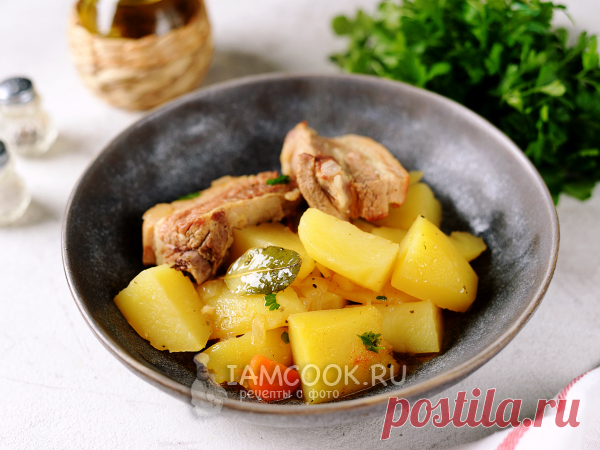 Жаркое с ребрышками и картошкой — рецепт с фото Сытное и калорийное блюдо из свиных ребрышек с картошкой.