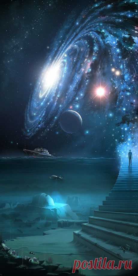 ♥ GARY TONGE Earth's Sky in 5 billion years when Andromeda closes in on the Milky Way Galaxy as the Collision begins.