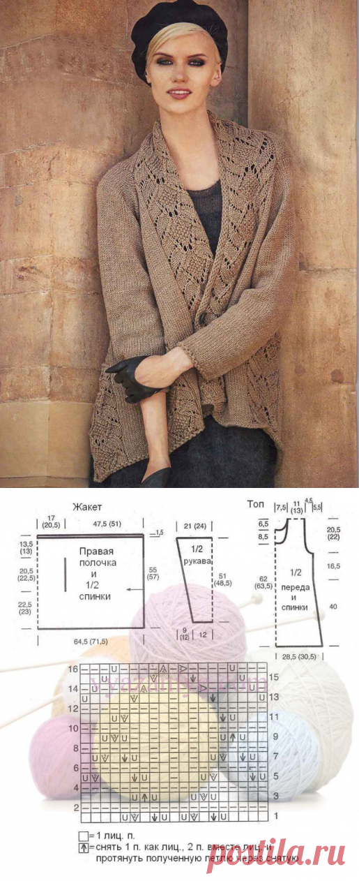 Красивый ажурный жакет и топ. Вязание на спицах своими руками.