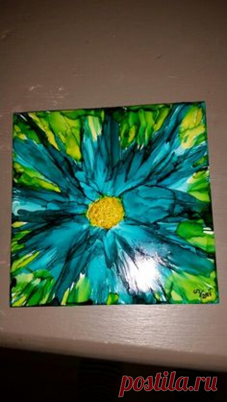 Alcohol ink on tile