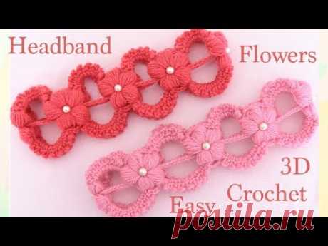 Como tejer a Crochet muy fácil diadema con flores en punto 3D tejido tallermanualperu
