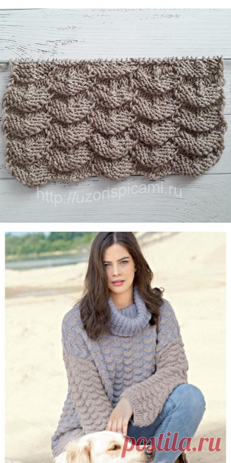 Простой ажурный и волнистый узор спицами + видео как связать