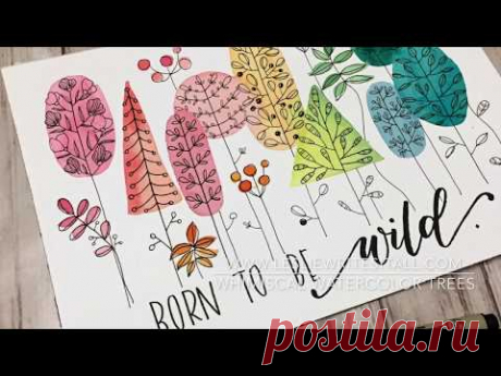 Whimsical Trees and Floral Drawings