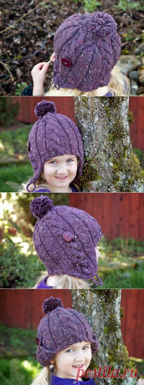 Coffee Bean Earflap Hat rustic cabled ribbed by ChelseaAnneDesign