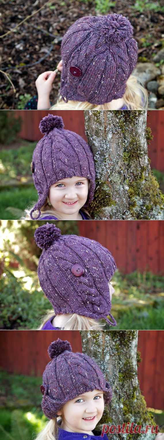 Coffee Bean Earflap Hat rustic cabled ribbed by ChelseaAnneDesign