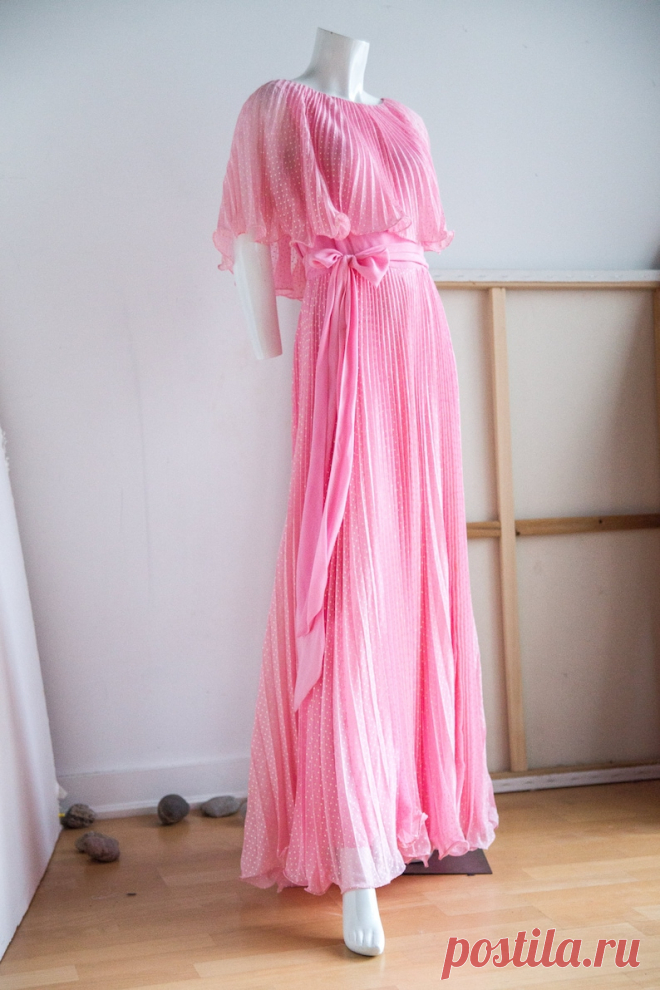70s Bubblegum Pink Micro Pleated Polka Dot Wedding Bridesmaid - Etsy