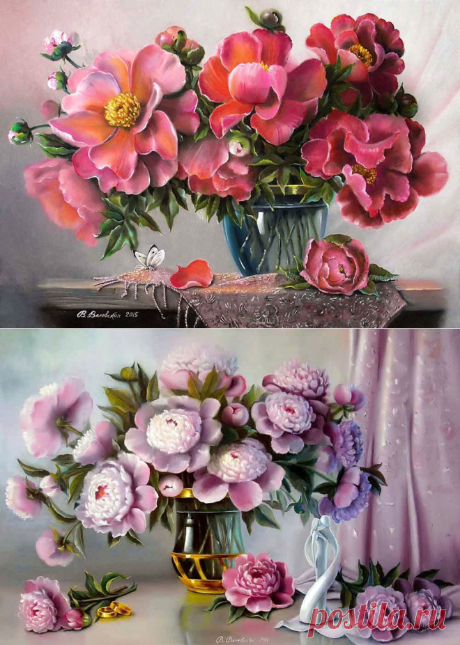 Цветочные натюрморты и цветы. Художница Валевская Валентина Михайловна.