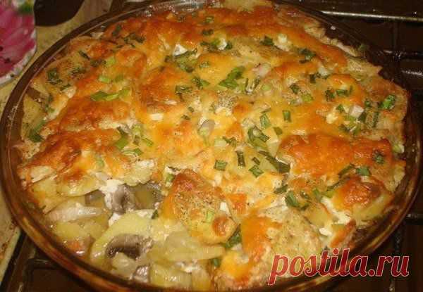 Мясо по-французски с картофелем и грибами | Готовим вместе