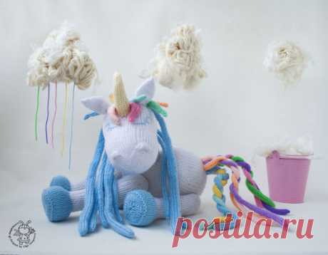 Купить Мастер-класс "Единорог" - комбинированный, вязаная игрушка, вязание спицами, МК, авторская игрушка