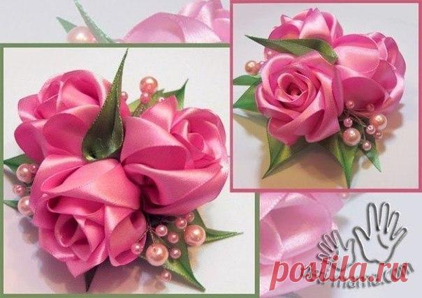 Цветы из атласных лент. МК🌹 / Дизайн для всех!