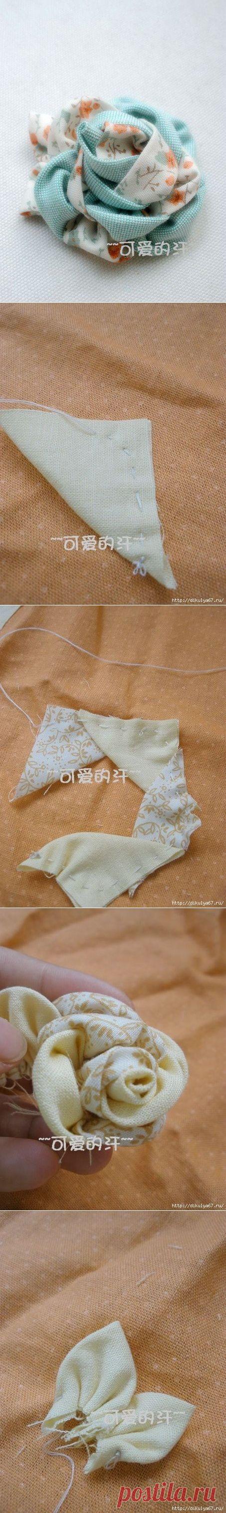 ДВУХЦВЕТНЫЙ ЦВЕТОК-УКРАШЕНИЕ ИЗ ТКАНИ. Мастер класс. Интернет магазин "Мир своими руками" | Подружки